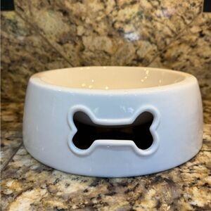 Circa Eddie Bauer White Ceramic Dog Bowl with Bone Cutout
